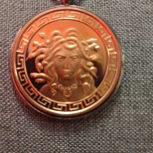 Copper Medusa Pendant On Sterling Silver 925 Necklace Chain